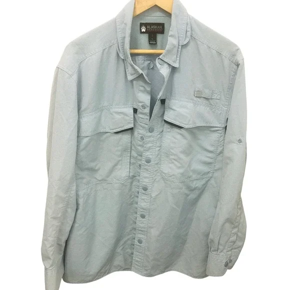 Duluth Trading Alaskan Hardgear L/S Fishing Shirt Blue Vented Snap Button Large - Picture 1 of 3